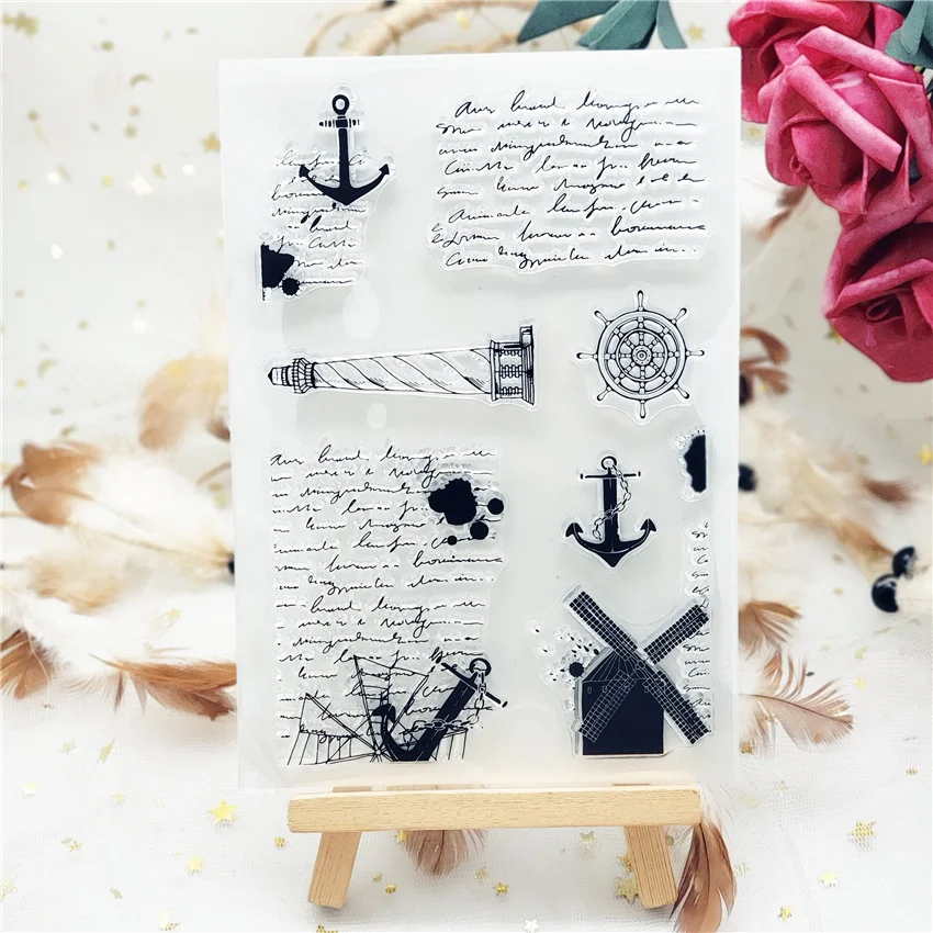 11x16CM lighthouse transparent seal clear stamps silicone roller DIY scrapbook album / card production | Дом и сад