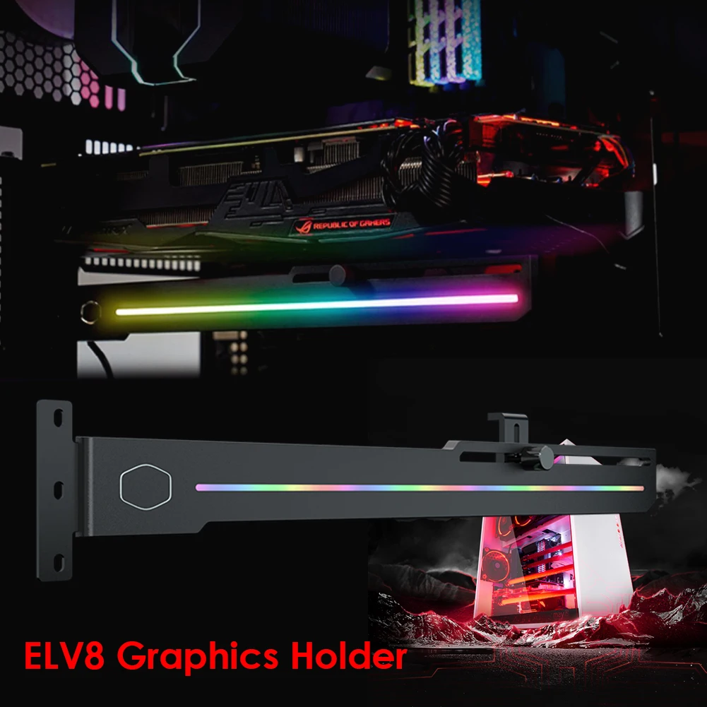 elv8 led gpu holders cooler master addressable rgb vertical graphic cards bracket for households computers decors free global shipping