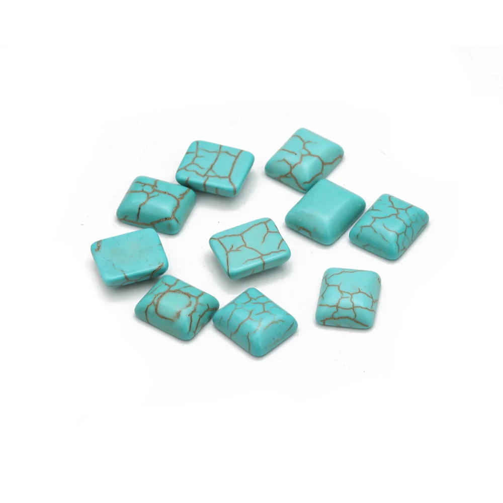 MEIBEADS 10 шт./пакет половина квадрата плоская спина Кабошон Синий Howlite камень