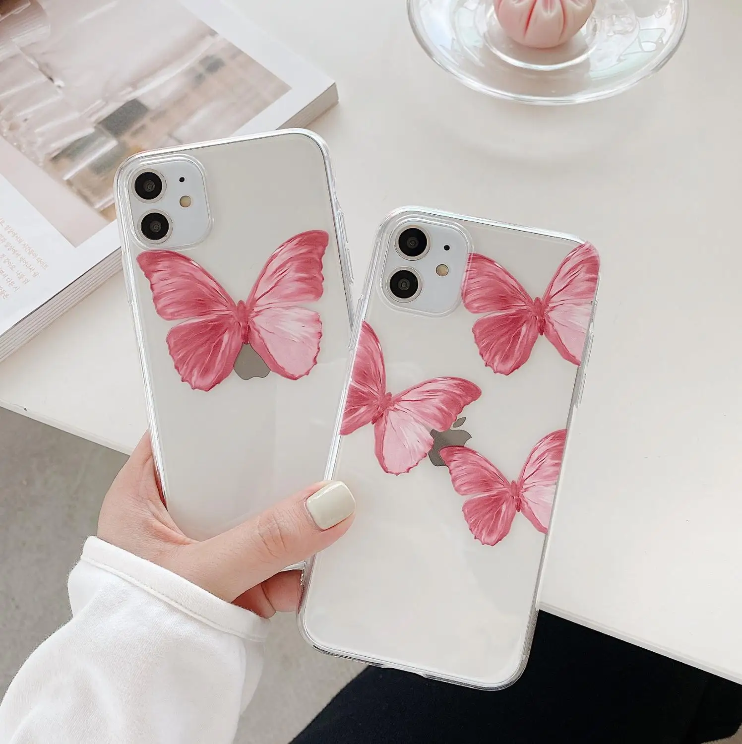 Силиконовый чехол с бабочкой для iPhone 11 Pro Max мягкий прозрачный 8 7 Plus X XS XR