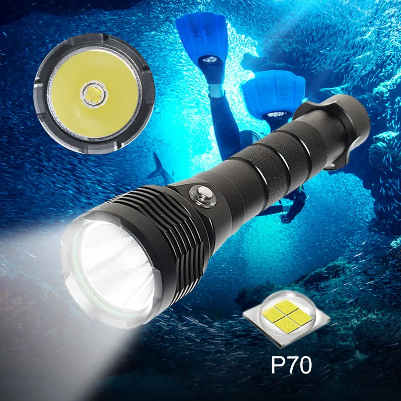 

8400LMs 30W XHP70 LED Scuba Diving Flashlight 100M Underwater Waterproof IPX8 Dive Lantern Submarine Torch+26650+USB Charger