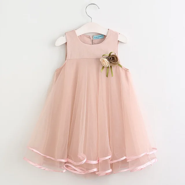 

Girls Dresses 2021 New Brand Princess Girl Clothes Lace Dcoration Show Back Bowknot Design Girls Mesh TuTu Girl Dresses For 3-7Y