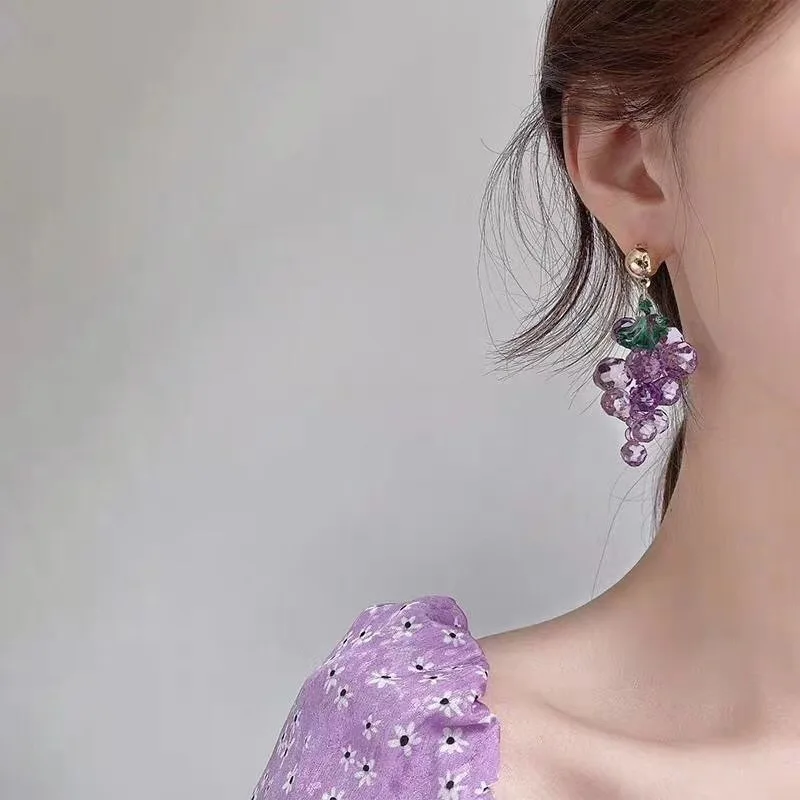 

2020 Trend Earrings Korean Style Jewelry For Women Crystal Peach Fruit Accessories Sweet Artificial Earring Cute Girl Jewellery