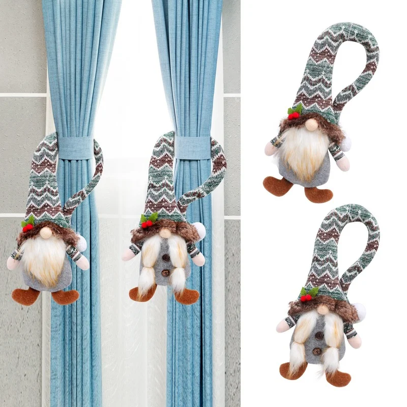 

1 Pc Creative Faceless Gnome Dwarf Elf Plush Doll Christmas Curtain Tiebacks Hanging Room Decoration Accessories Curtain Buckle