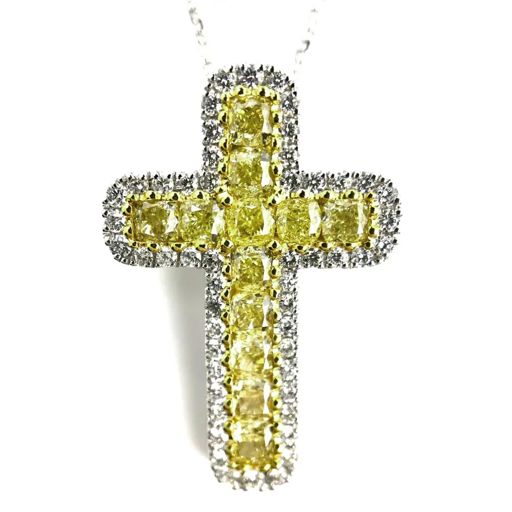 

YPAY Simple Stylish Cross Shape Women Pendent Necklace Colorful Fine Birthday Gift Shiny CZ Female Fashion Accessories Jewelry