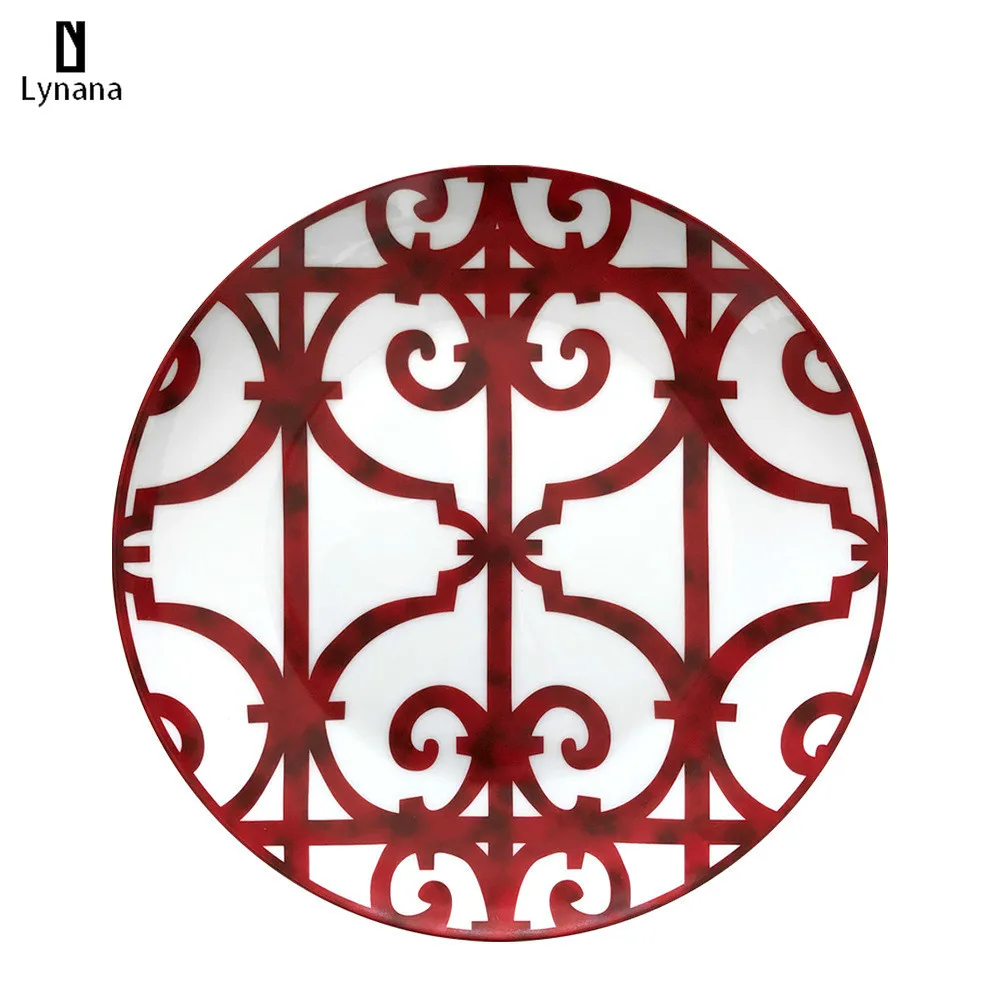 2021 керамическая тарелка ручная роспись Красная Арт креативная круглая Ins стиль