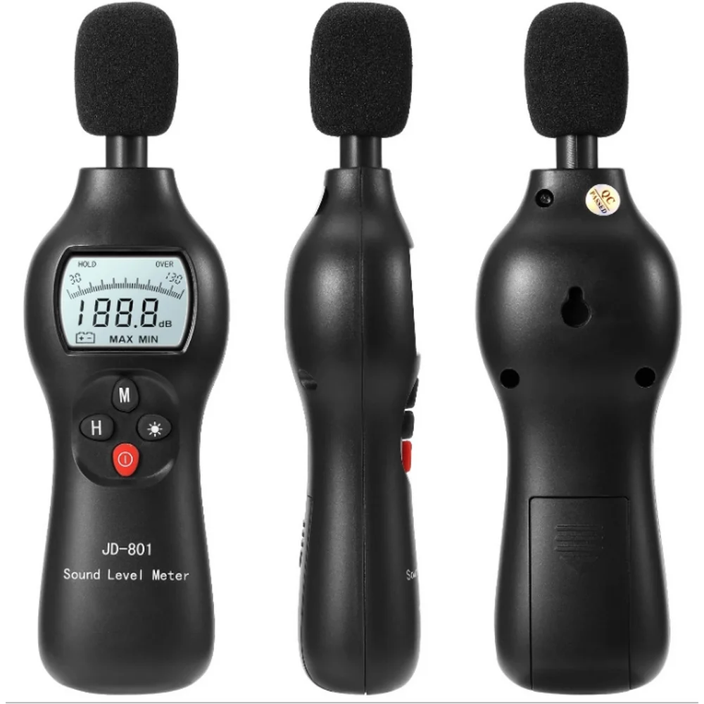 

JD801 Noise Measuring Instrument Db Meter 30~130dB LCD Digital Display Screen Mini Audio Sound Level Meter Decibel Monitor Tool