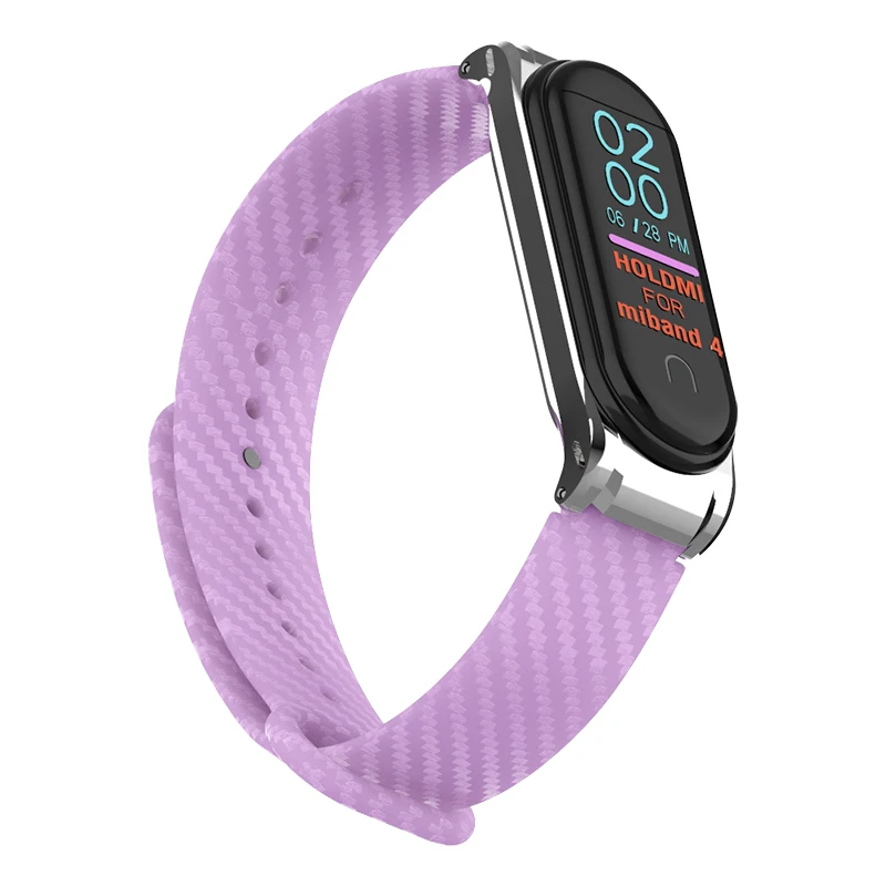 Hangrui mi Band 4 силиконовый чехол из углеродного волокна для Xiaomi mi band 4 ремешок металлический каркас браслет mi band 3 ремешок из нержавеющей стали