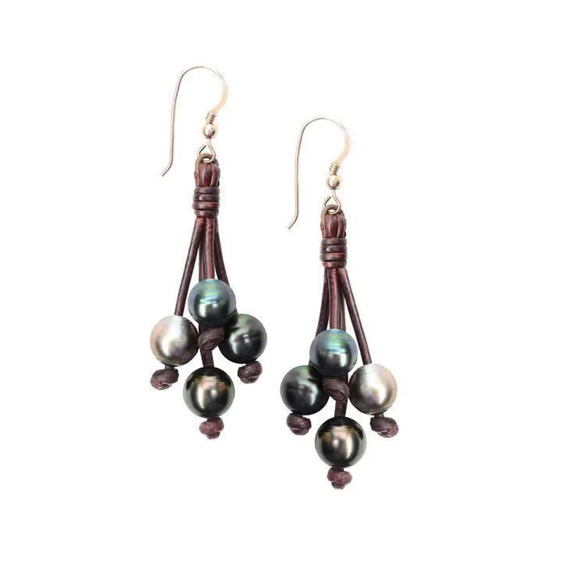 Женские серьги с жемчугом черно белые богемные классические Brincos подарок на