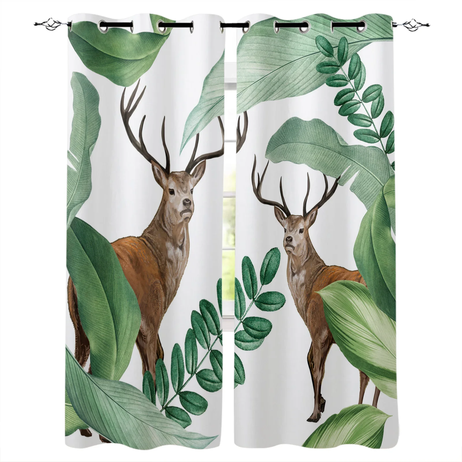 

Тропические растения олень окна внутренняя занавеска Подзор дверь комнаты простыня для Кухня Гостиная Спальня украшения Шторы