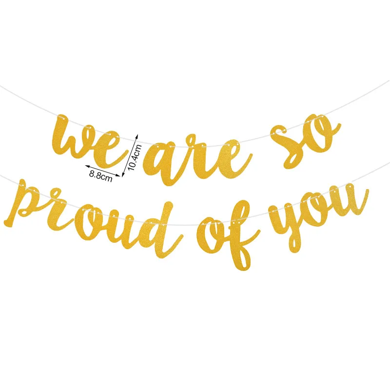 

1 Set Gold Glitter Happy Graduation Banner Bunting Paper Hanging Garland For 2021 Congratulations Graduation Party Decoration