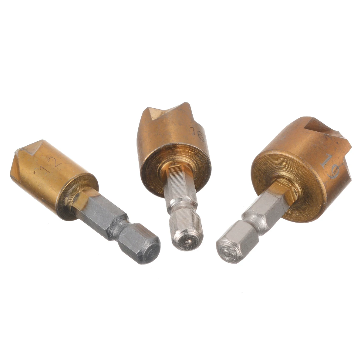 

3pcs 5 Flute Reaming Chamfer Countersink Drill Bit 12/16/19mm Countersink Drill For Power Woodworking Hole Drilling Bit Tools