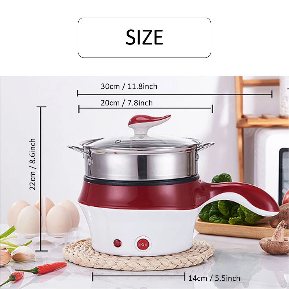 

Electric Frying Pan Double Layer Multifunctional Cooker Hotpot Non-Stick Food Noodle Cooking Skillet Egg Steamer Soup Heater