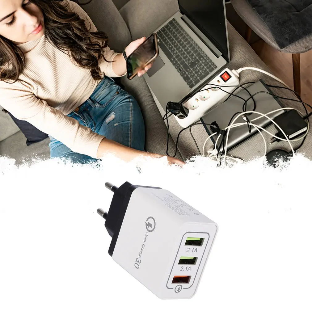 Multi Interface 5V 9V 12V Smart Phone Charger Head 3USB QC3.0 Mobile Fast Charging | Бытовая техника