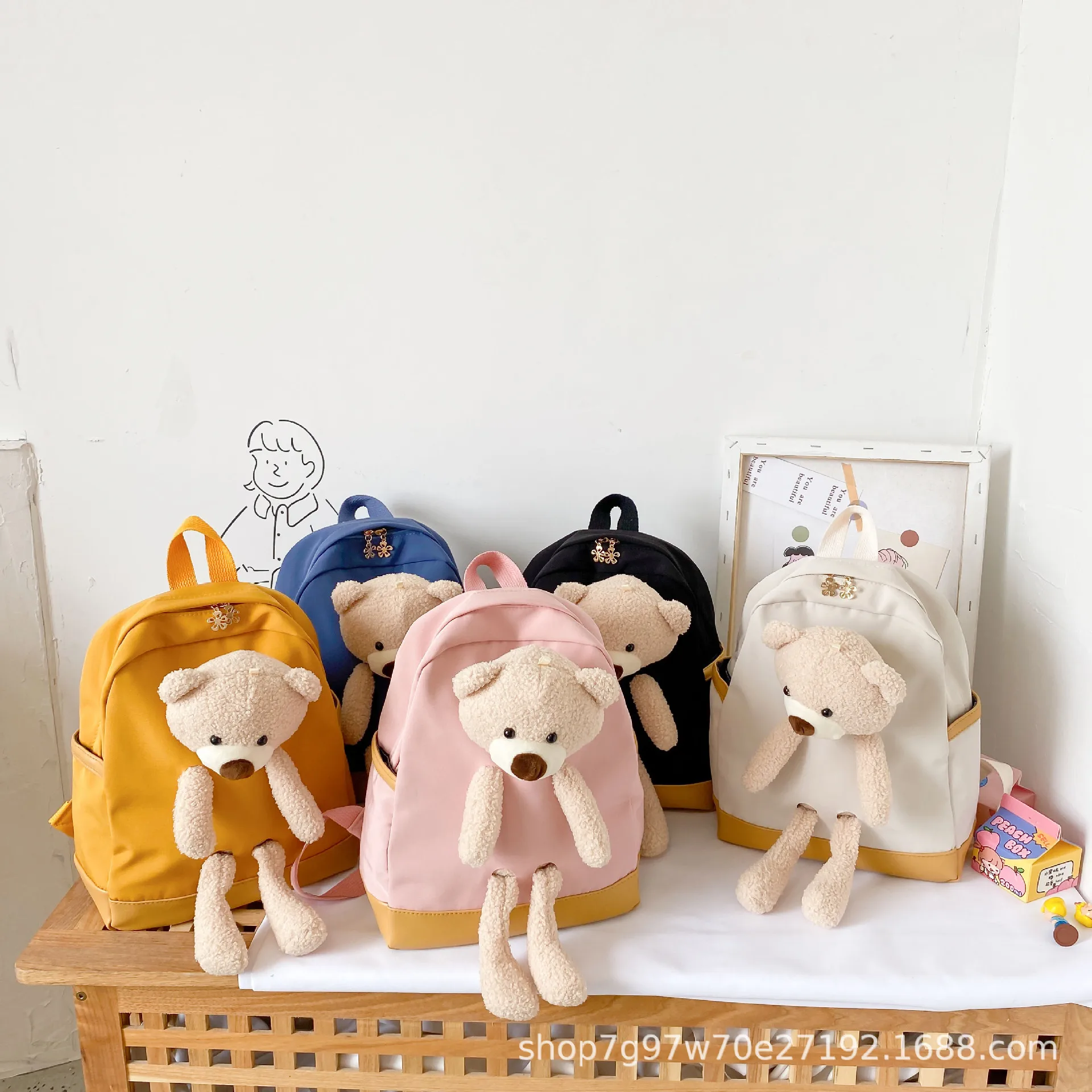 

Plush 3D Bear Backpack Kindergarten Baby Backpack Animal Children's School Bag Boys Girls Baby Cartoons Pack Student Toys Bags