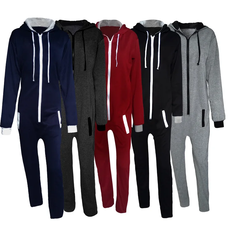 2022  Autumn Winter Hot Sale 5 Colors Fashion Unisex Men Pajamas Fashion Hooded Jumpsuit Onesie All In One Jumpsuits M-2XL