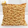 BlessLiving Instant Noodles Pillow Cover Funny Food Cushion Covers 3D Print Golden Pillow Case Yummy Throw Pillow Covers 45*45cm 1