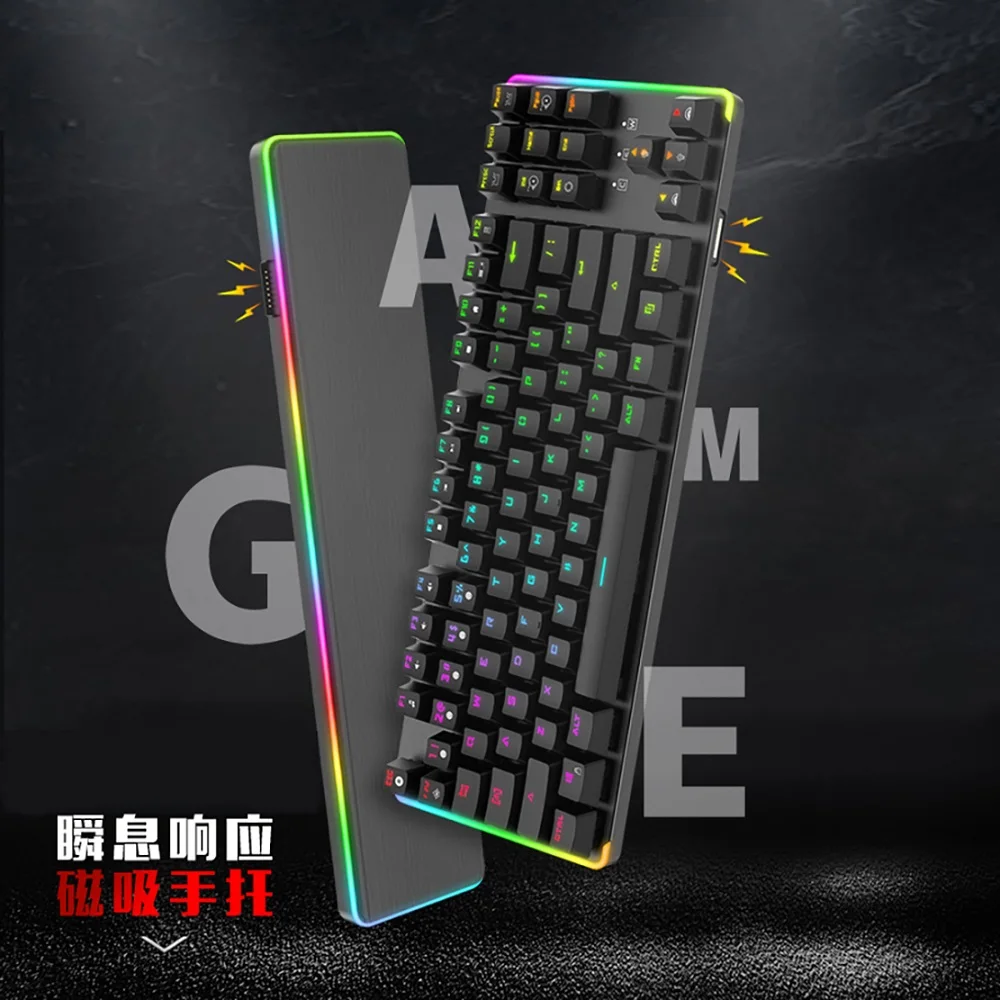 keyhome kh87 80 mechanical keyboard magnetic wrist rgb optical switch led hot swapping socket powerful control software type c free global shipping
