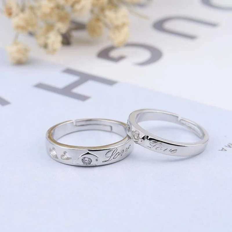 Набор колец для пары классические круглые кольца влюбленных регулируемые женщин
