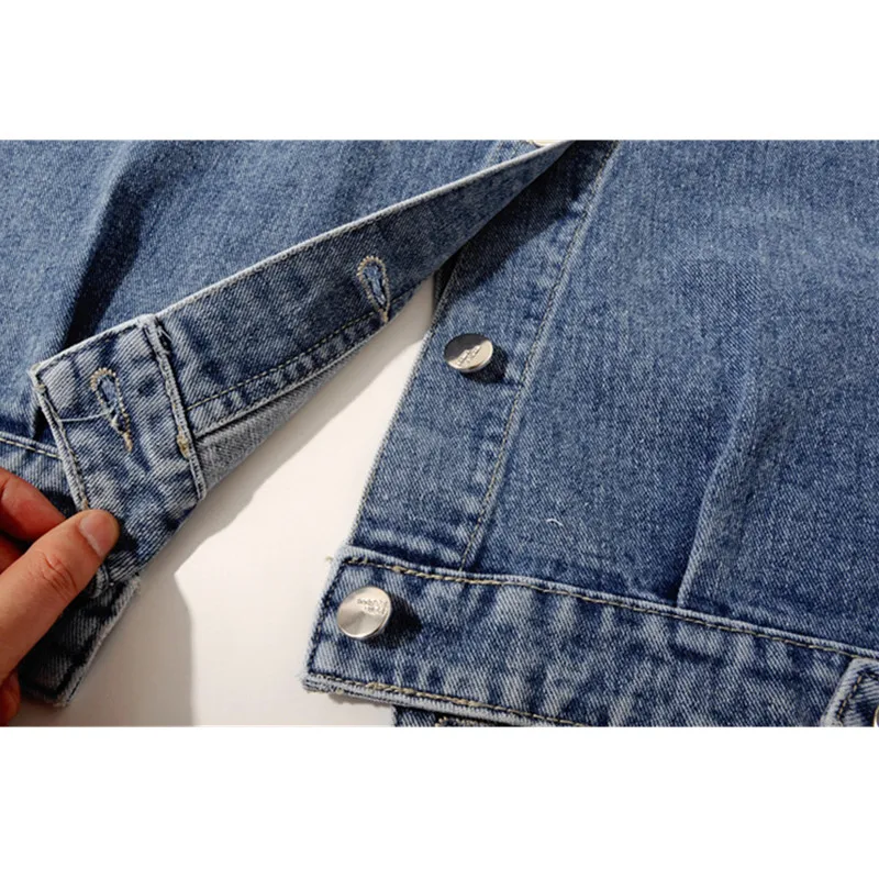 Весенне-летний винтажный потертый синий джинсовый жилет женский Карманный жакет