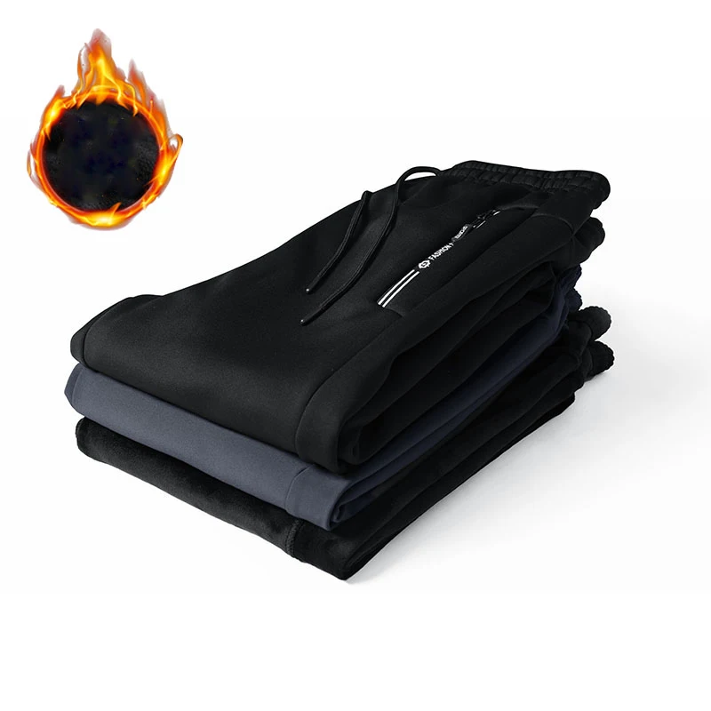 Fleece Jogger Mens Pants Straight Trousers Male Winter Warm Velvet Sweatpants 8XL Tracksuit Thick Joggers Outside Autumn 2022