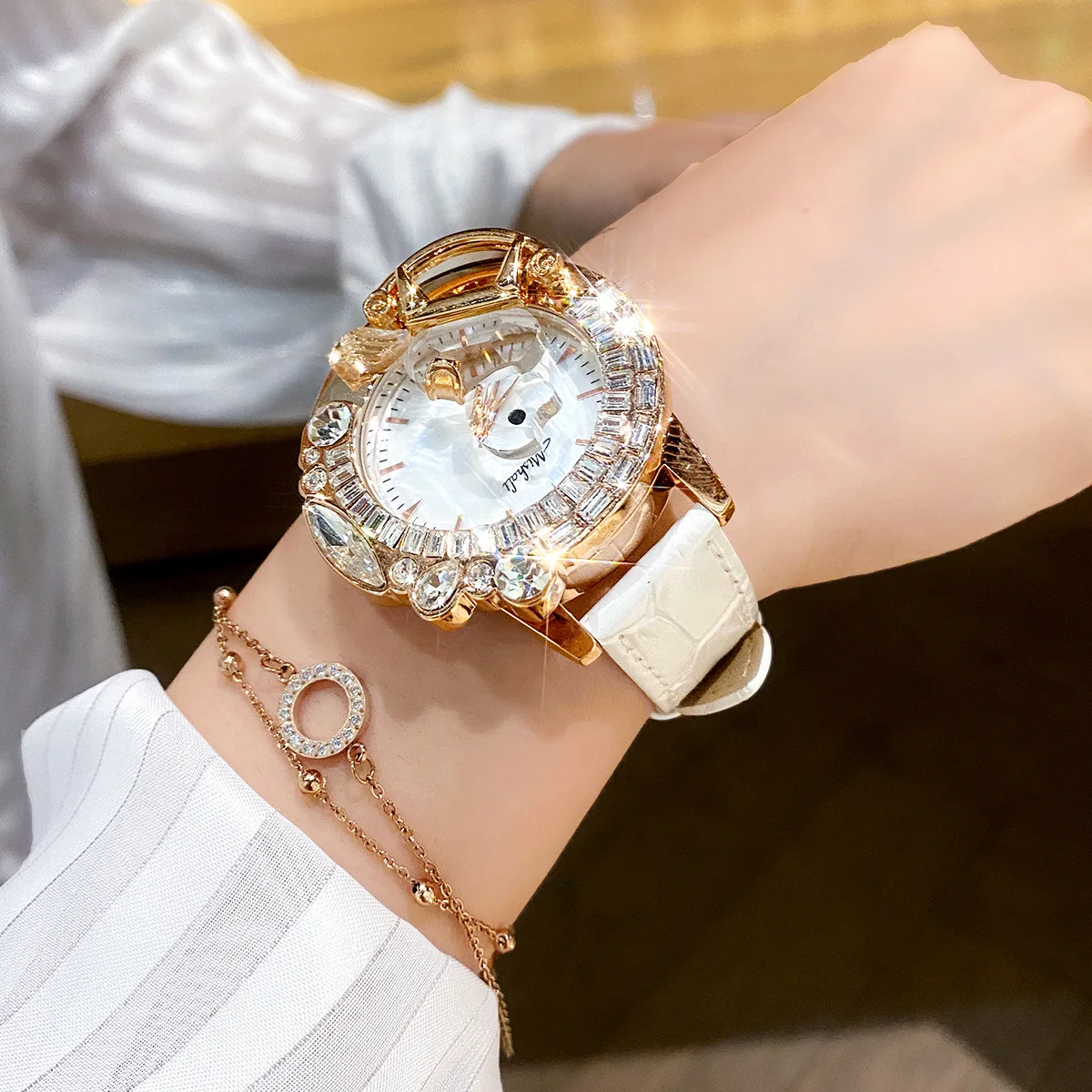 

Automatic Women's Watch Childlike Trojan Horse Fashion Luxury Watch Niche Light Luxury Ladies Super Flash Quartz Watch Relojes