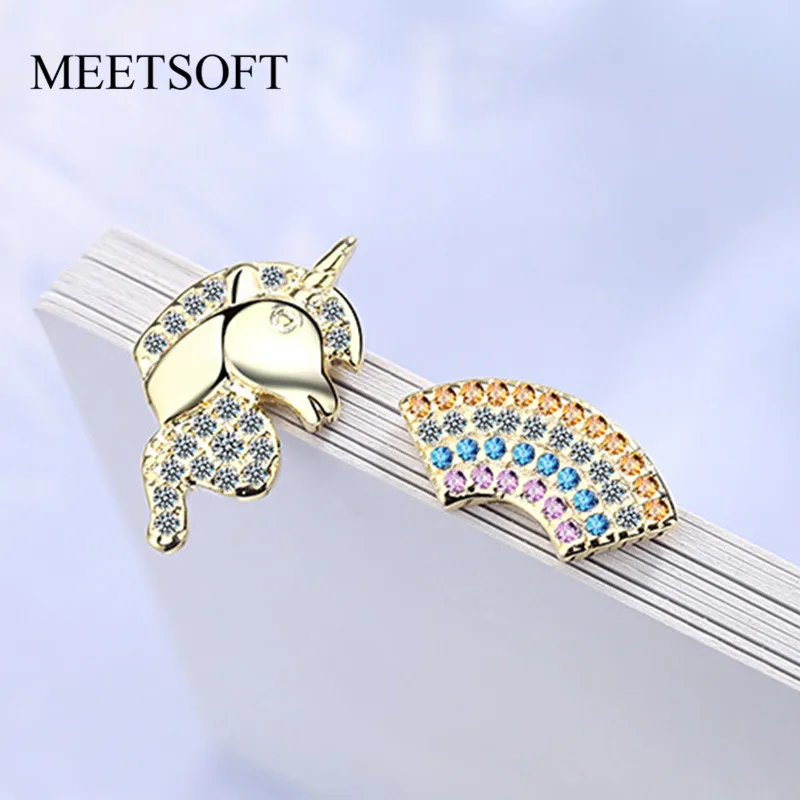 Женские сережки-гвоздики MEETSOFT с серебряным покрытием модные серьги-гвоздики