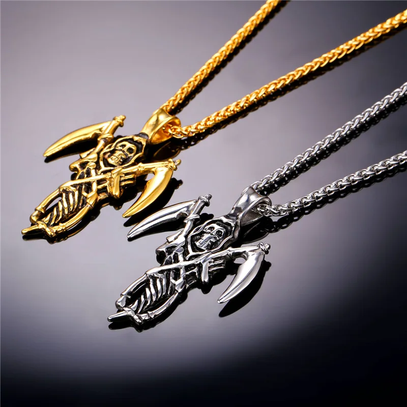 Ожерелья и подвески Collare в стиле панк-рок с черепом ожерелье из нержавеющей стали
