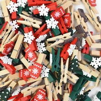 50pcs wooden clips diy photo wall clip wooden crafts snowflake clip color christmas tree ornaments home decoration toy