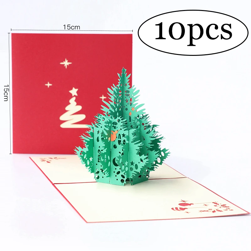 3D Pop Up счастливые рождественские подарки карты 10 шт с конвертом для вечерние приглашения на все случаи - Цвет: 9014 10pcs