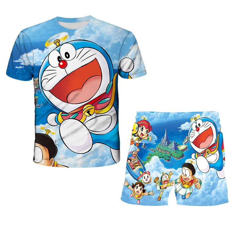 

Summer Suit latest Japanese Anime Doraemon 3D Print T-Shirt Children's Game T-Shirt Boy Girl Popular Cartoon Suit Teen Clothes