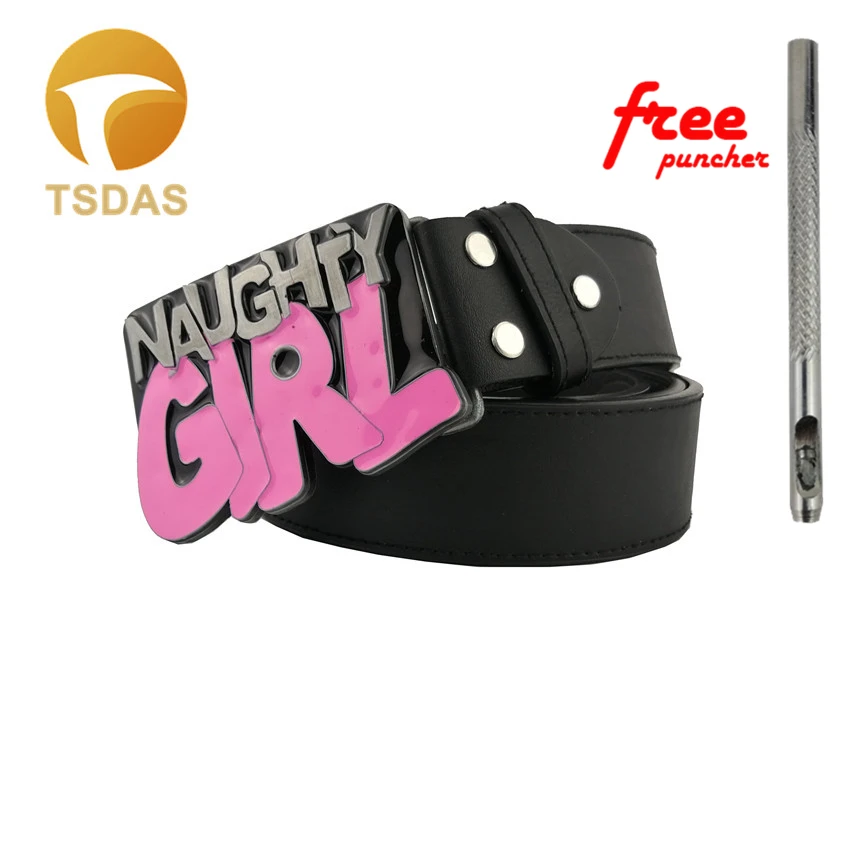 Озорная девочка металлическая пряжка для ремня с оловянной отделкой и розовой