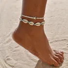 Женский браслет ручной работы в стиле бохо, черепаха, синяя цепочка на ногу из натуральной раковины, летние пляжные украшения для ног