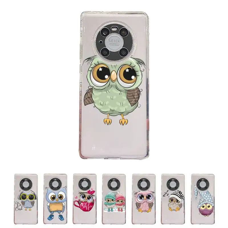 

Cartoon Girl Gifts Cute Owl lovers Phone Case Transparent For Huawei honor V 40 30 20 X note 10 pro lite max s Soft TPU bags