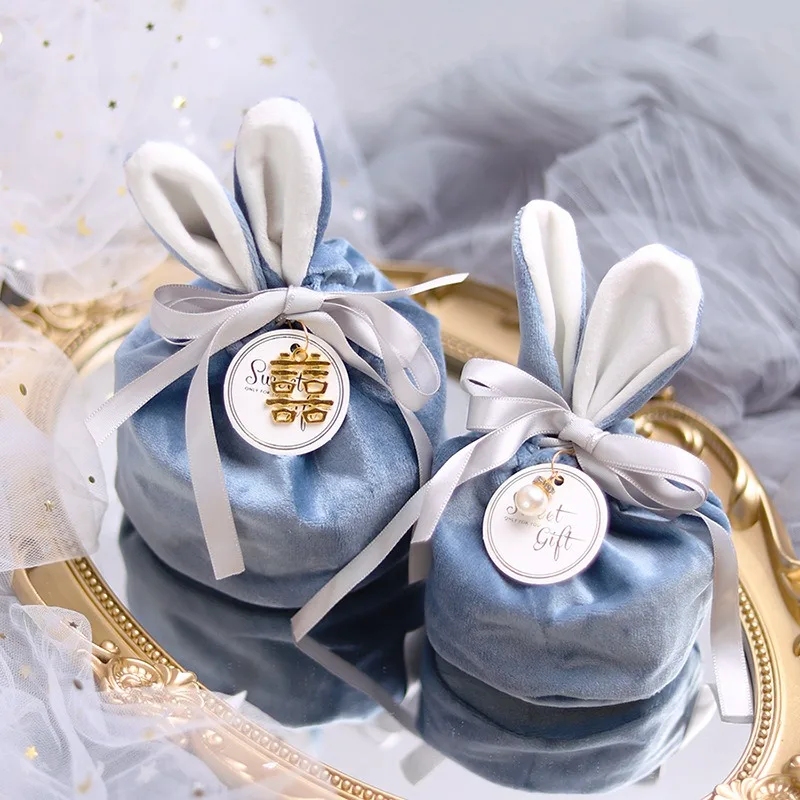 

Cartoon Rabbit Ears Velvet Bags Baking Candy Cookie Packaging Bag Happy Party Self-Adhesive Gift Bag for Cookies Chocolate Bag