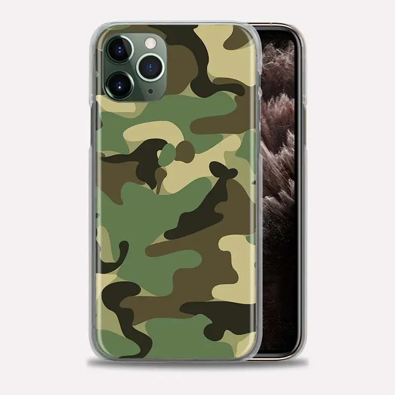 

Camouflage Army Bumper Case For iPhone 11 Pro Max 12 Pro X XS Max XR 7 8 6 6S Plus SE Hard PC Protective Phone Bags Cover Coque