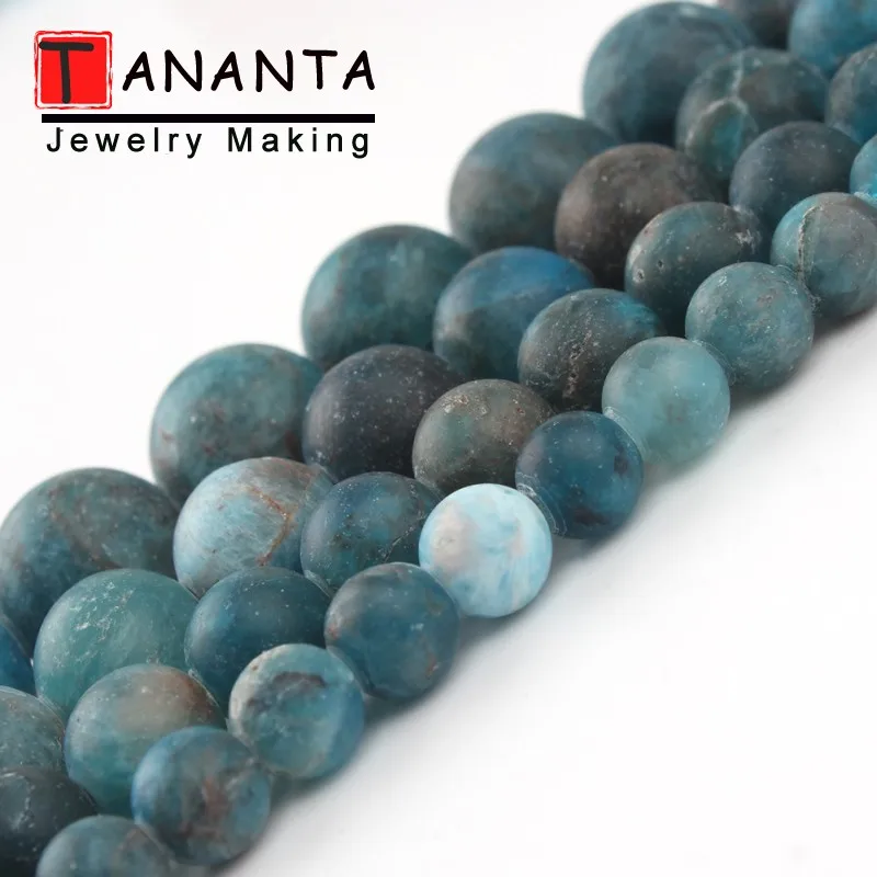 

Matte Natural Blue Apatite Stone Beads 6 8 10 12mm Round Loose Beads For Jewelry Making Needlework DIY Bracelet Necklace 15 Inch