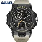 SMAEL мужские спортивные часы с большим циферблатом, мужские часы с будильником, Секундомер 50 м, водонепроницаемые военные часы, армейские часы 8011, двойной дисплей, спортивные часы