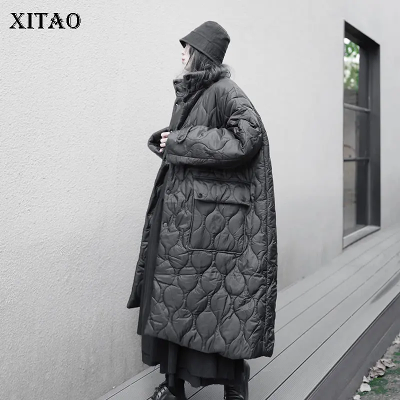 

XITAO Black Casual Parka Fashion Loose Large Size Stand Collar Women Keep Warm 2021 Winter New Simplicity All-match Coat GWJ1854