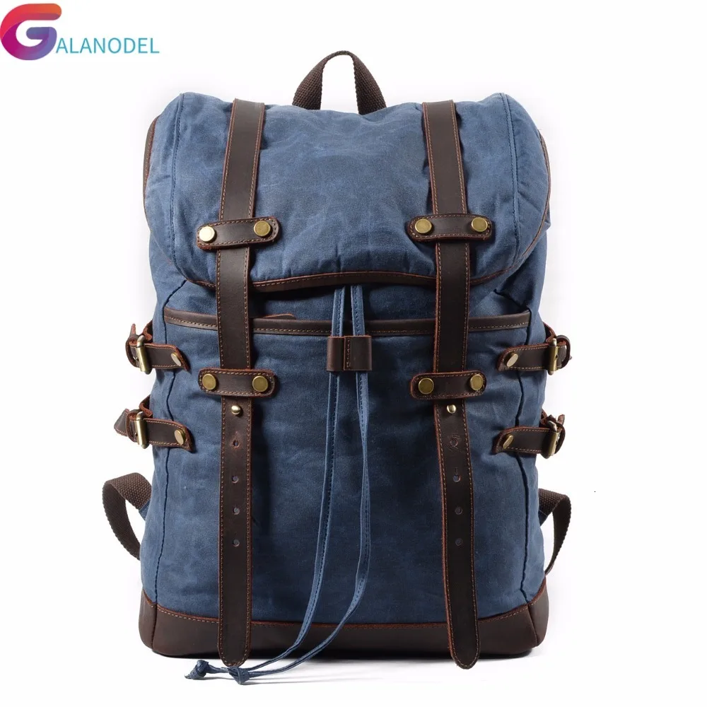 Школьный модный рюкзак кожаный холщовый мужской M133 сумка военный женский Mochila