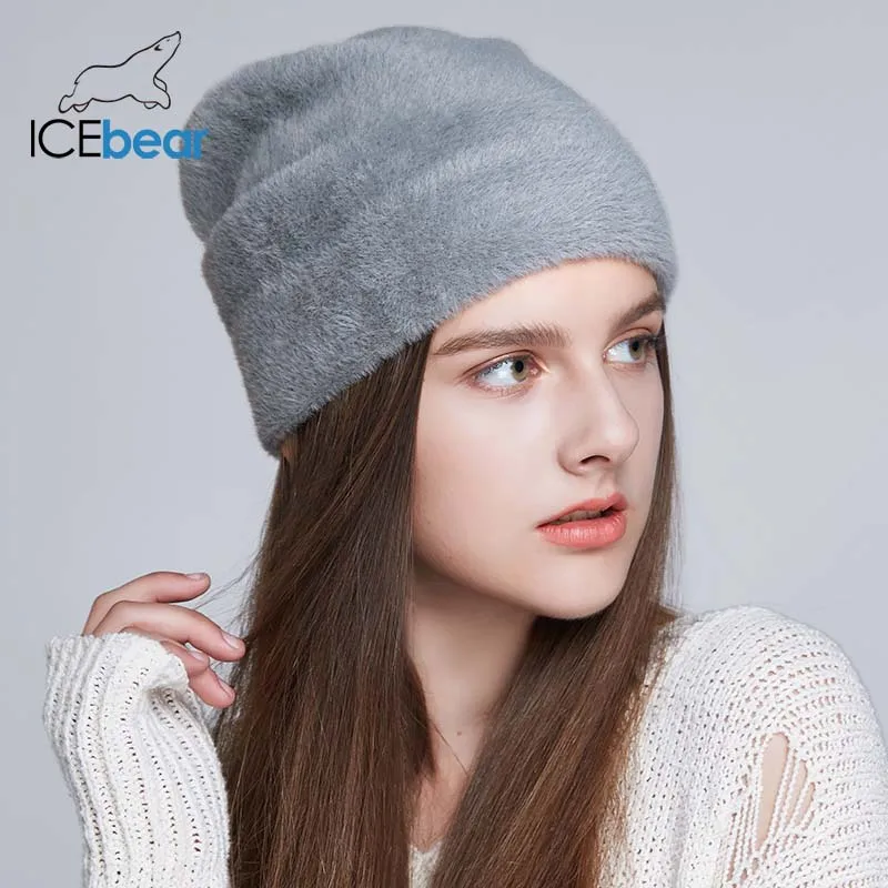 ICEbear Женские шапки для зимы имитация шерсти толстые шапки для женщин однотонные новые брендовые шапки E-MX18119