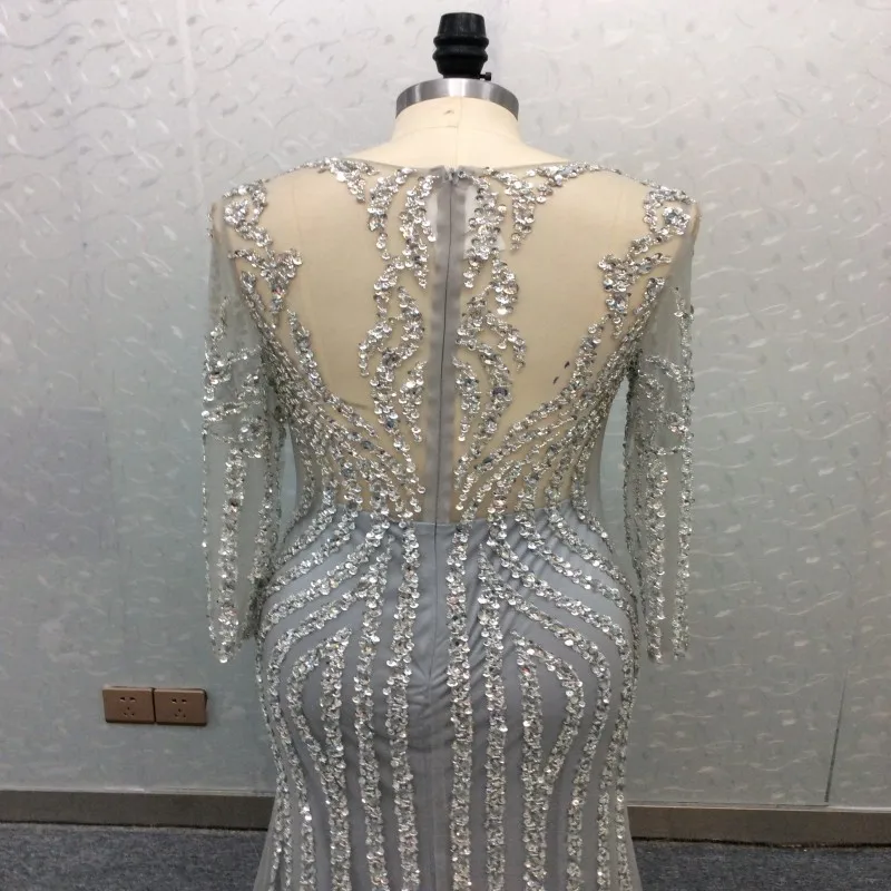 Серебряное новое длинное платье, vestido longo abiye gece elbisesi, официальное платье, украшенное бисером, abendkleider, новое платье