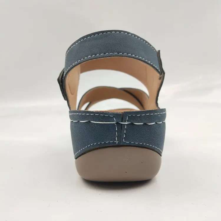 

Woman Summer Vintage Wedge Sandals Velcro Casual Sewing Women Shoes Ladies Simplicity Thick Bottom Beach Shoes All-match 2021