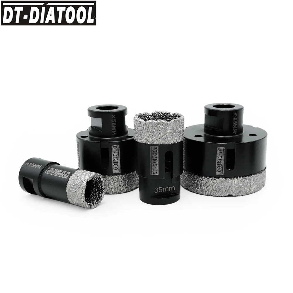 

DT-DIATOOL 4pcs Dry Diamond Hole Saw Drill Bits Cutter Drilling Core Bits Ceramic Tile Dia 25/35/50/68mm M14 Connection