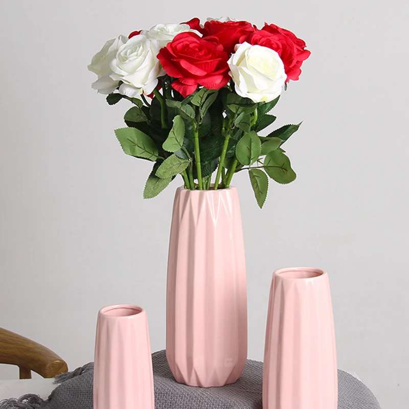 Керамическая ваза ins в скандинавском стиле белая Маленькая с сушеными цветами