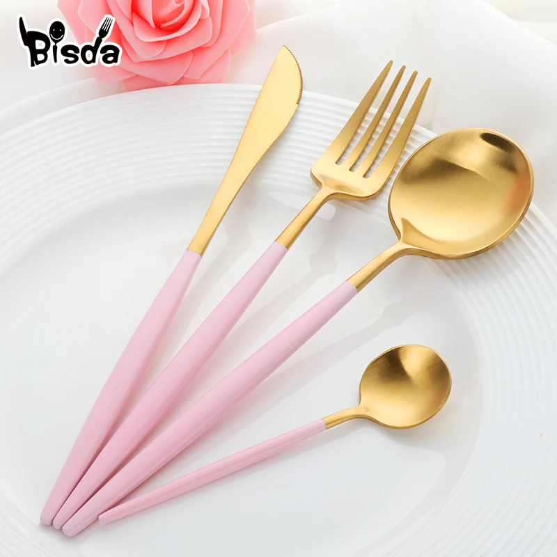 Набор посуды из нержавеющей стали столовые ножи и вилка матового золота 18/10|luxury