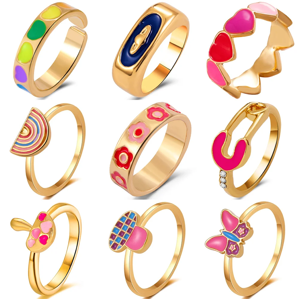 

Ins Style Creative Fashion Sweet Girl Cream Mushroom Ring Niche Design Love Paper Clip Black Eight Ring