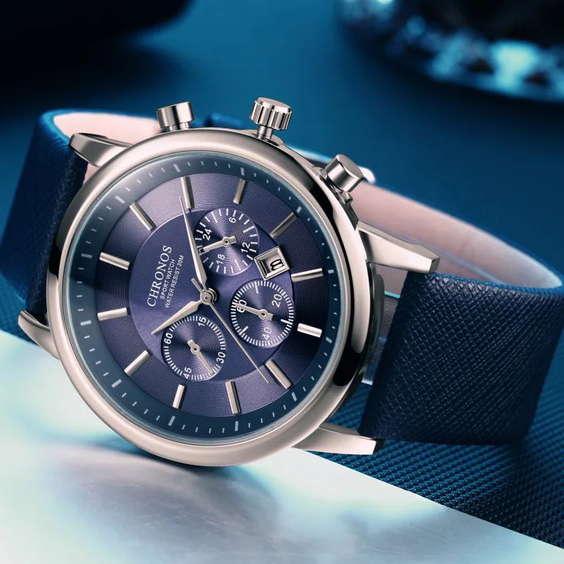 Мужские часы CHRONOS, мужские спортивные часы, мужские часы, Топ бренд, Роскошные мужские часы с календарем, кварцевые часы, reloj hombre