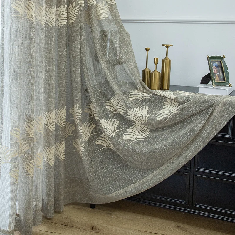 

Leaf Simple Fashion Semi-blackout Curtain Screen for Living Room Bedroom