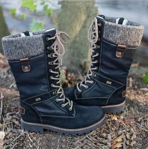 

Fall winter 2019 round head low heel sweater side zipper mid boot boot size 43